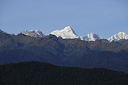 Klare Sicht auf Schneeberge vom Machu Picchu